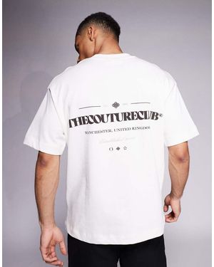 The Couture Club T-Shirt Oversize Sporco Con Stampa Del Logo Sul Petto E Sul Retro - Bianco