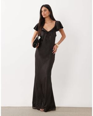 Vero Moda Sleeveless Tie Detail Maxi Dress With Lace - Brown