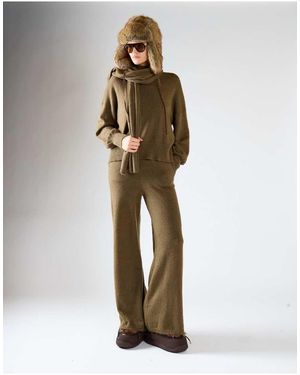 Glamorous Knit Wide-Leg Trousers - Green