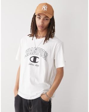 Champion T-Shirt Girocollo Bianca Con Logo Stile College - Bianco