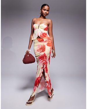 Missy Empire Missy empire – geraffter netzstoff-maxirock - Rot