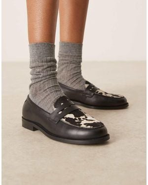 Walk London Mocasines Con Estampado De Vaca Y Ribete De Antifaz Rhea De - Neutro