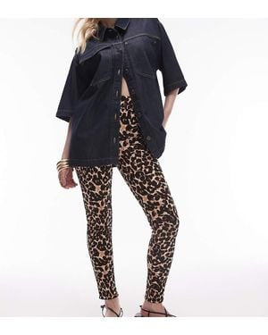 Topshop Unique Leopard Print Legging - Blue