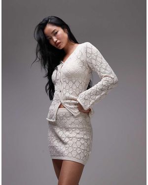 TOPSHOP Knitted Stitchy Mini Skirt Co-ord - Grey