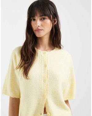 Pieces Gebreid Vest Met Korte Mouwen En Geschulpte Rand - Naturel