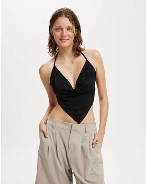 Cotton On Cotton On Jordie Slinky Cowl Neck Halter Top - Black