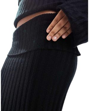 SNDY'S Rib Knit Foldover Maxi Skirt Co-ord - Black