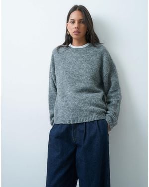 Jdy Strickpullover mit überschnittenen schultern - Blau