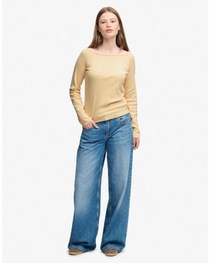 Superdry Bardot-top mit schulterfreiem ausschnitt - Blau