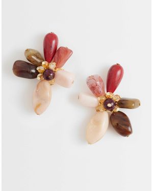 ASOS Flower Stud Earrings With Mixed Resin Petals - Pink