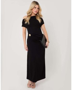 Threadbare Off Shoulder Draped Jersey Maxi Dress - Black