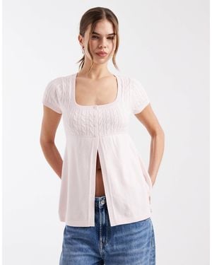Hollister Short Sleeve Corset Babydoll Top - White