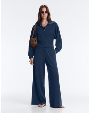 Oysho Soft-touch Modal Bomber Jacket - Blue