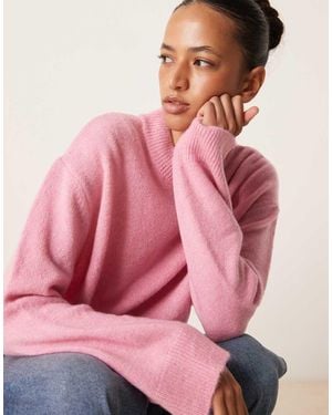 ASOS Oversized Knitted Crew Neck Jumper - Pink