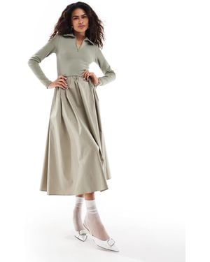 Urban Revivo Robe longueur mollet à col zippé - taupe - Neutre