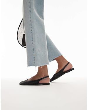 Mango Sling Back Woven Detail Mules - Grey