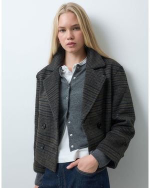 Mango Teen Wool Mix Cropped Trench - Gray