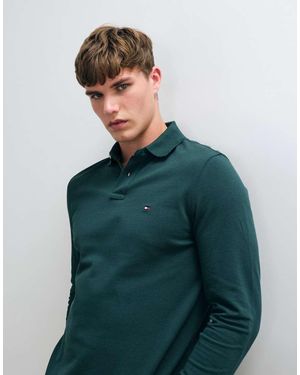 Tommy Hilfiger Flag Logo Long Sleeve Polo Shirt - Green