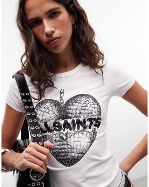 AllSaints Relfect Stevie T-Shirt Met Korte Mouwen, Grafisch Logo En Print Op De Achterkant - Wit