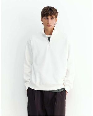 Pull&Bear Sweatshirt Met Kwartrits - Wit