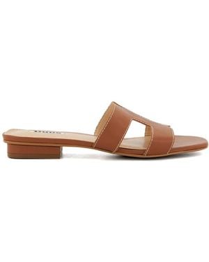 Dune Loupe Slider Sandal Wide Fit - Brown