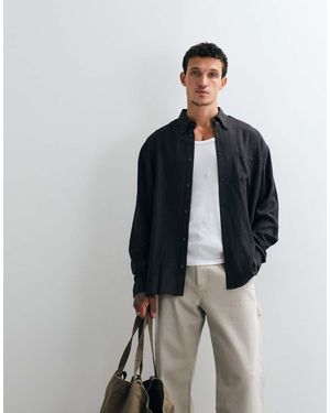 Weekday Camisa Oversize De Corte Holgado A Rayas Gris Oscuro - Azul