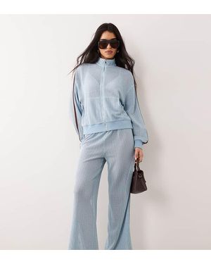 Kaiia Exclusive Crochet Contrast Stripe Trousers Co-ord - Blue