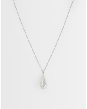 ASOS Long Pendant Necklace With Clean Teardrop - White