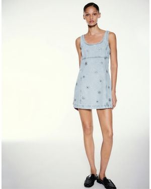Pull&Bear Kurzes jeanskleid mit nieten - Blau