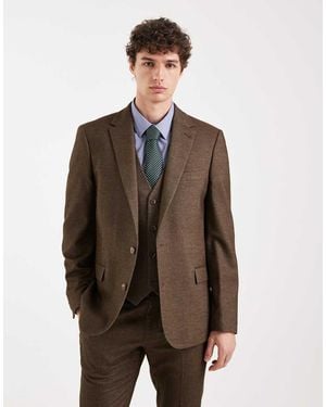 ASOS Wool Look Skinny Suit Jacket - Brown