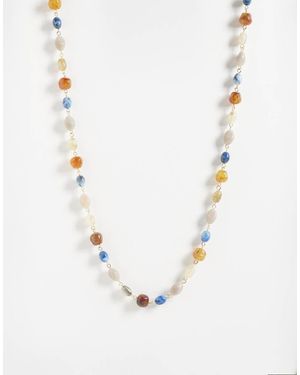 Reclaimed Vintage Long Line Tonal Beaded Necklace - Blue