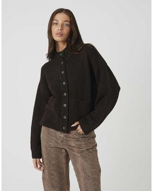 Brave Soul Turtle Neck Knitted Bomber Style Jacket - Black