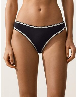 Oysho Slip Bikini Classici Neri Con Finiture A Contrasto - Nero