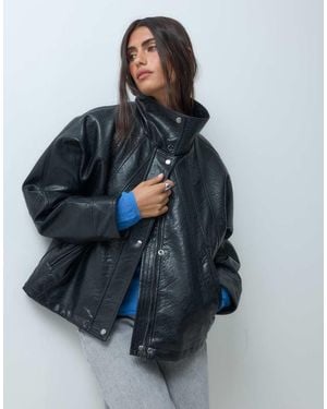 ASOS Giacca Effetto Pelle Nera Con Maniche A Pipistrello Anni '80 - Blu