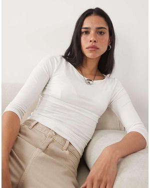 Motel Top Ione De Manga 3/4 En - Blanco