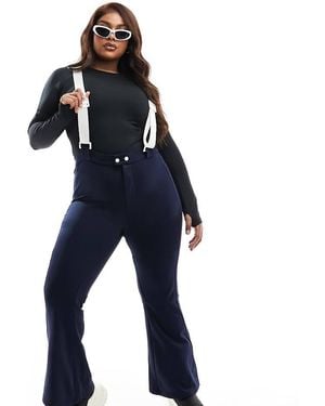 Threadbare Plus Ski Wide Leg Trousers With Braces - Blue