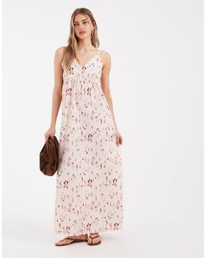 Pieces Wrap Detail Cami Plisse Maxi Dress - Pink