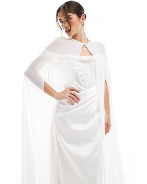 TFNC London Bridal Chiffon Maxi Cape - White