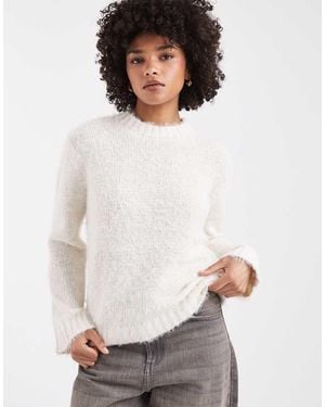 Threadbare Crew Neck Fluffy Soft Touch Jumper - White