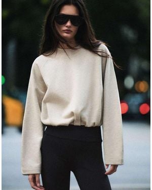 Bershka Round Neck Sweatshirt With Gathered Hem - Black
