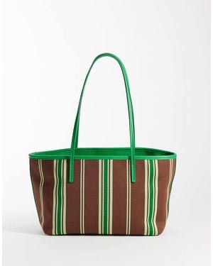 ASOS Striped Knit Tote Bag - Green