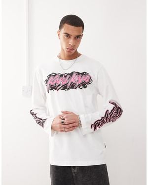 Karlkani Signature Long Sleeve Heart Graphic Logo T-Shirt - Pink