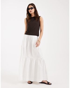 ASOS Single Tiered Boho Maxi Skirt - White