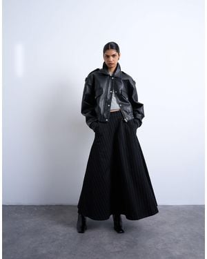 TOPSHOP Denim Circle Skirt - Black