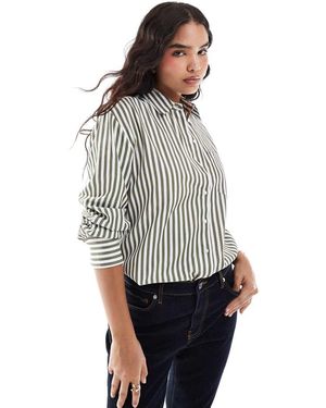 Stradivarius Oversized Gestreept Overhemd - Grijs