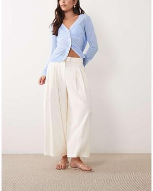 ASOS Pantalones De Sastre Culotte Plisados Y Vaporosos-Blanco