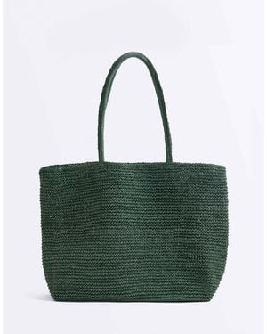 Oysho Cabas en papier à motif tressé - kaki - Vert