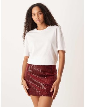Amy Lynn Sequin Velvet Mix Mini Skirt - White
