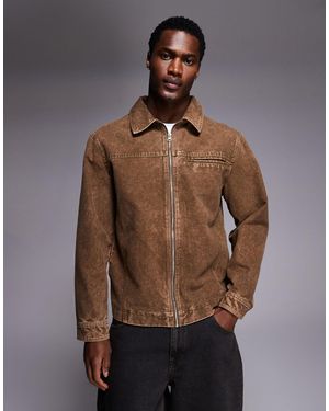ASOS Washed Harrington Jacket - Brown