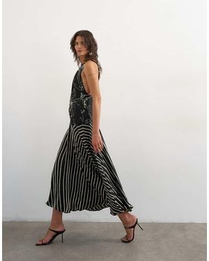 TOPSHOP Contrast Print Beaded Strap Maxi Dress - White
